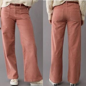 AE Low-Rise Baggy Wide-Leg Pant Stretch Corduroy Rose Size 4